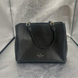 kate spade Black Pebbled Leather Satchel with Gold Hardware